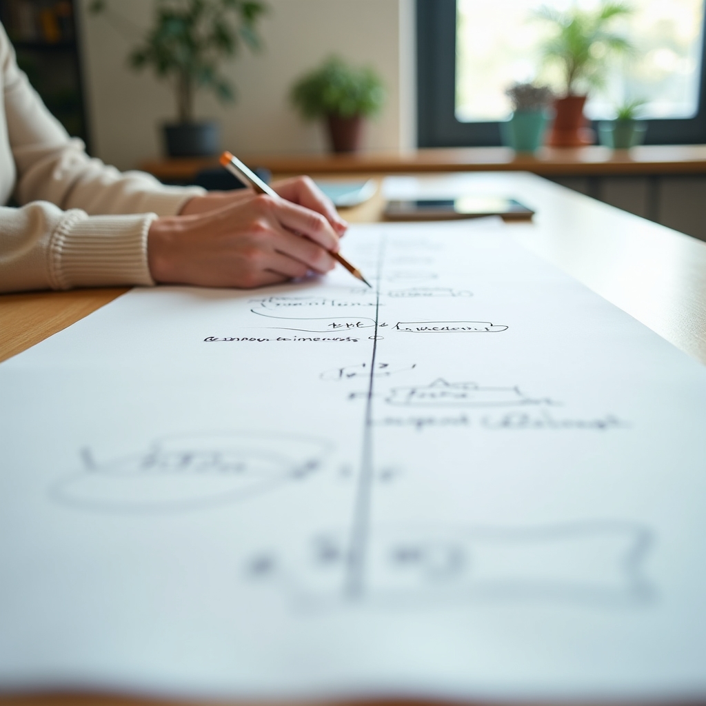 Langfristige Finanzplanung visualisiert mit Zeitstrahl und persönlichen Zielen